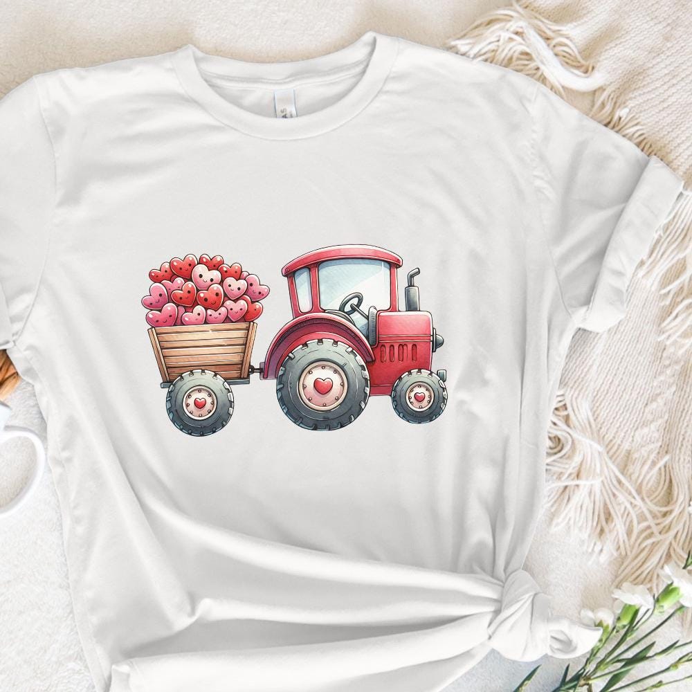 Valentines Day Tractor PNG, Kids Valentine Download - 300 DPI Design for