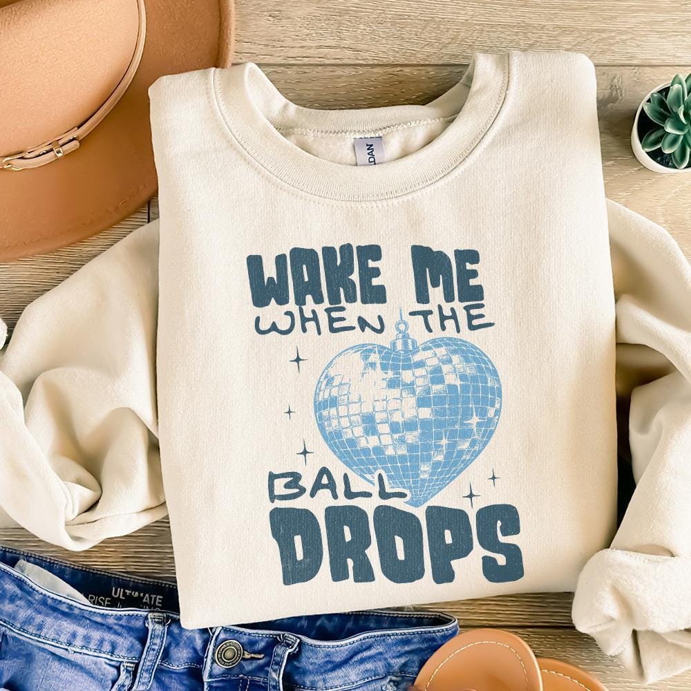 Wake Me Up When the Ball Drops PNG, Retro New Year - 300 DPI Design for