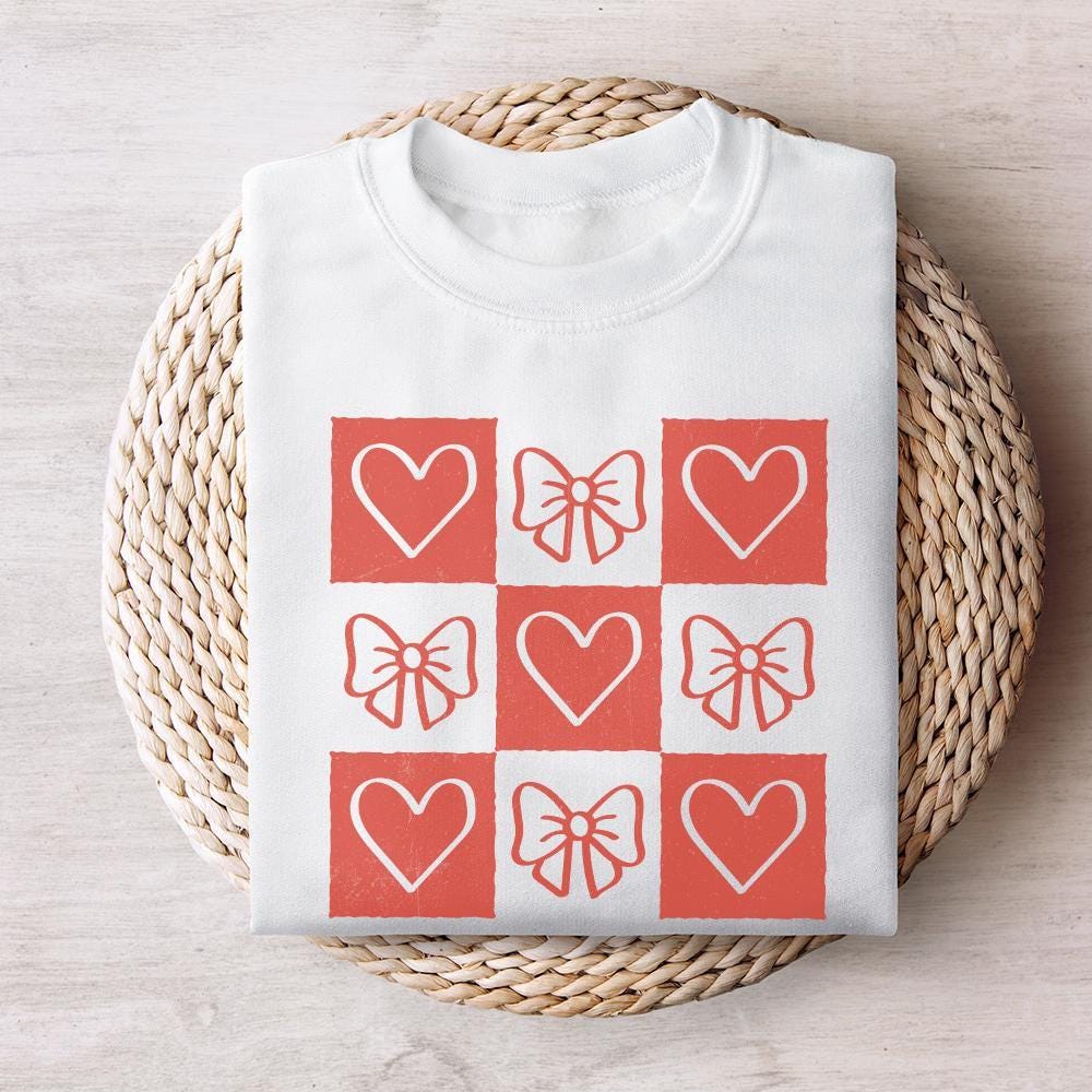 Retro Checkered Valentine's Day PNG, Coquette Valentine Heart Png - 300