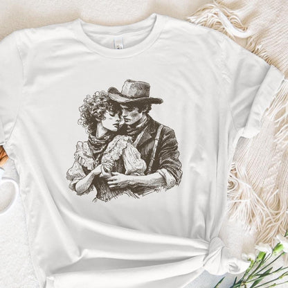 Western Love PNG, Retro Cowboy Cowgirl Kiss - 300 DPI Design for T-Shirt
