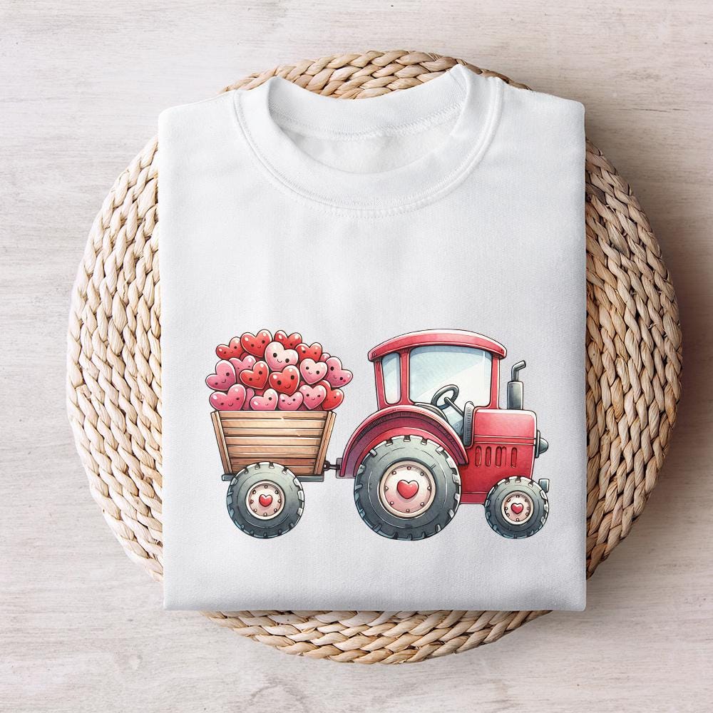 Valentines Day Tractor PNG, Kids Valentine Download - 300 DPI Design for