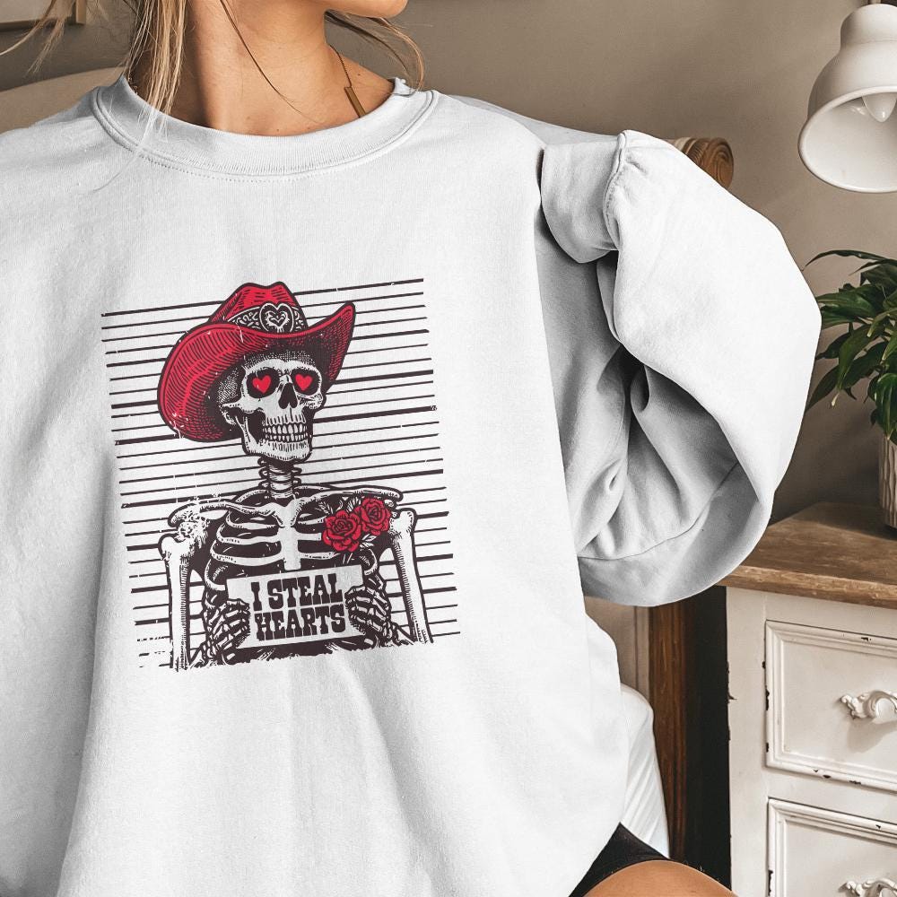 I Steal Hearts Png, Skeleton Cowboy - 300 DPI Design for T-Shirt