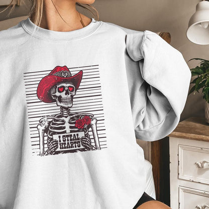 I Steal Hearts Png, Skeleton Cowboy - 300 DPI Design for T-Shirt