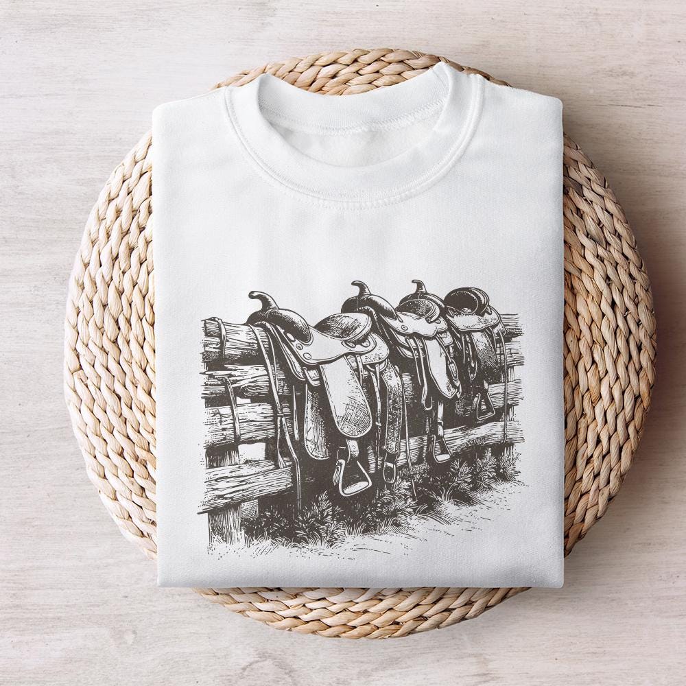 Western Saddle PNG, Sublimation Design - 300 DPI Design for T-Shirt