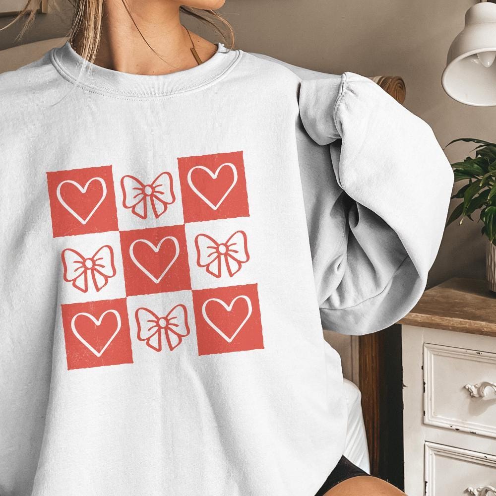 Retro Checkered Valentine's Day PNG, Coquette Valentine Heart Png - 300