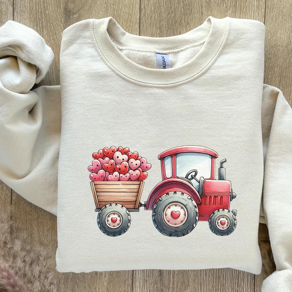 Valentines Day Tractor PNG, Kids Valentine Download - 300 DPI Design for