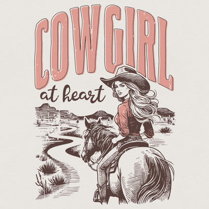 Cowgirl at Heart PNG, Western Valentines Png - 300 DPI Design for T-Shirt
