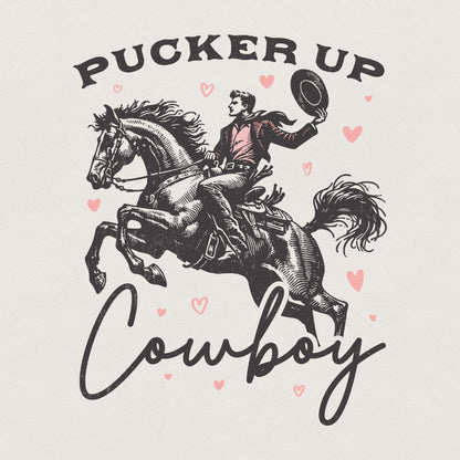 Pucker Up Cowboy PNG, Western Valentines Png - 300 DPI Design for T-Shirt