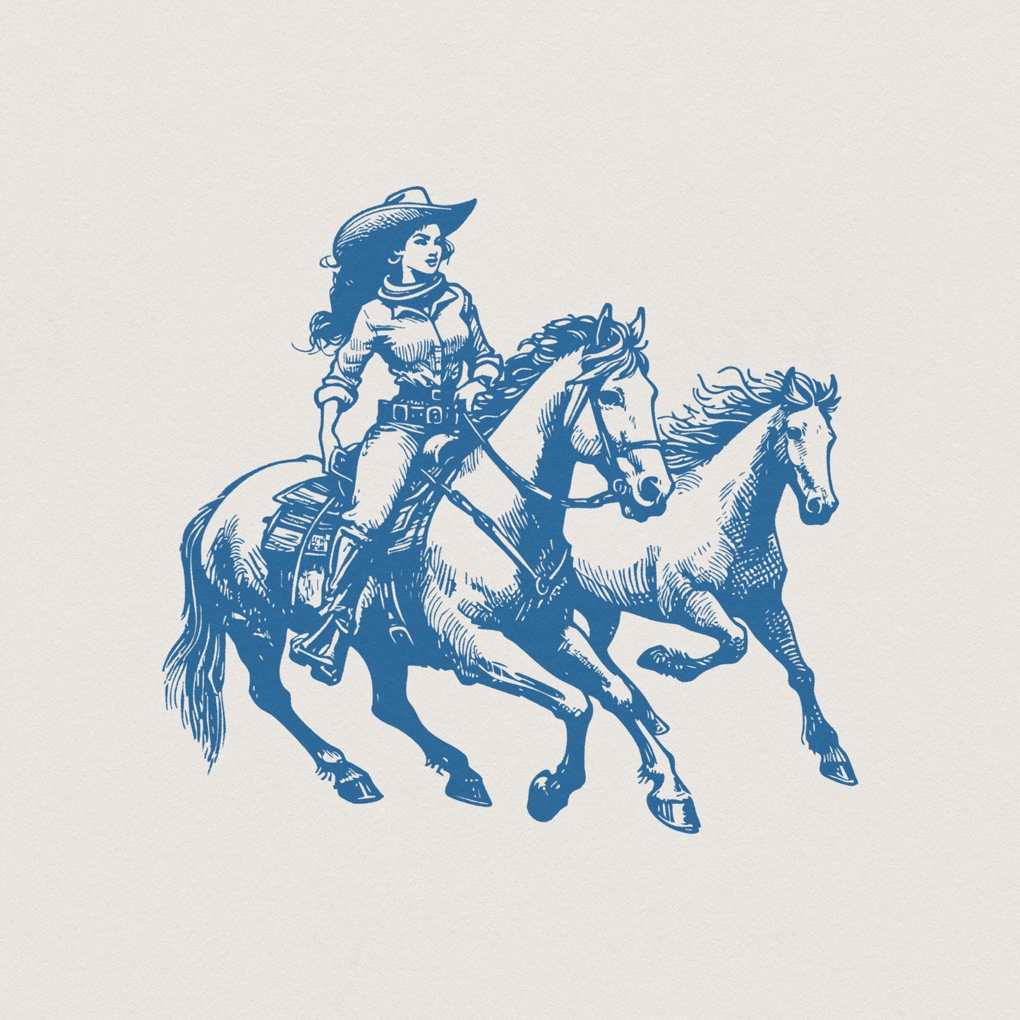 Cowgirl Wild Horses Western PNG, Retro Wild Horses Sublimation - 300 DPI