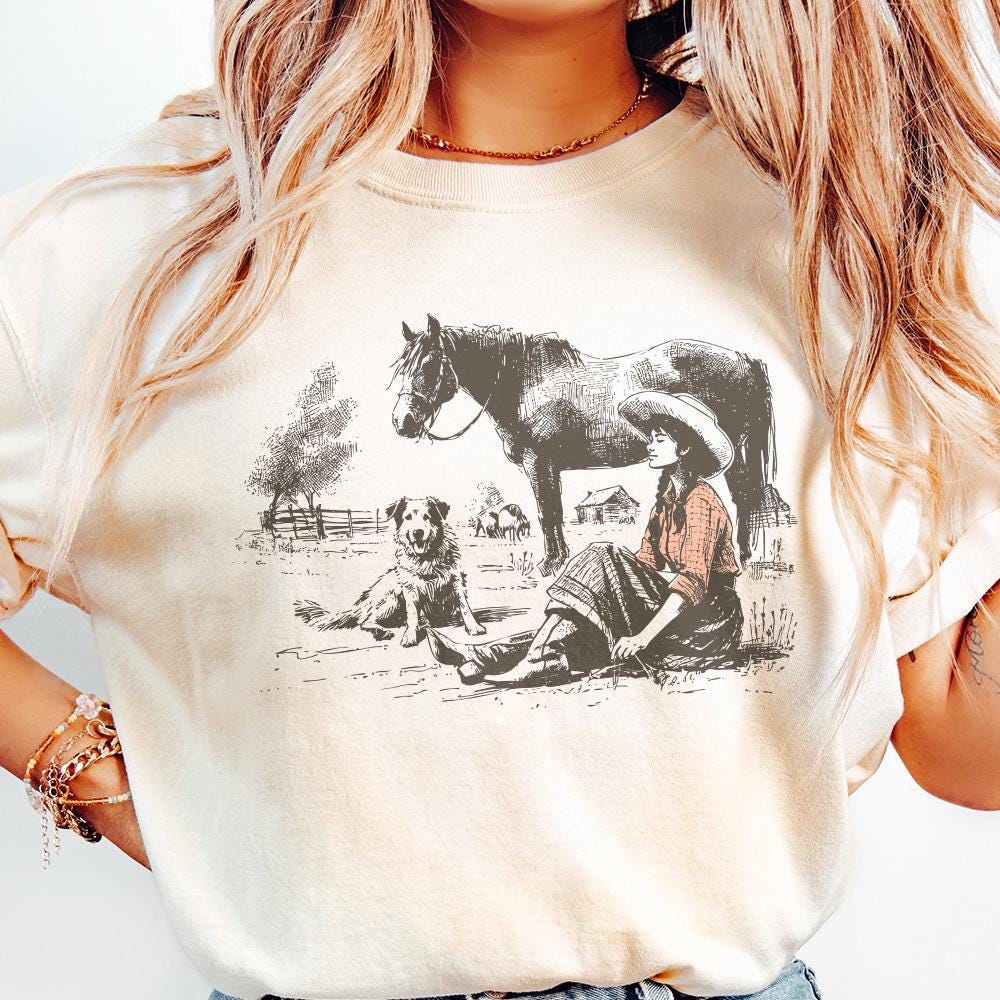 Retro Cowgirl PNG, Western Wild West Digital Download - 300 DPI Design