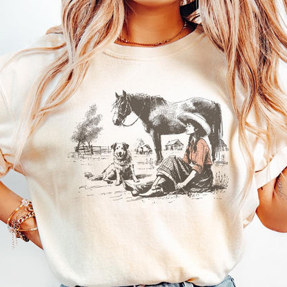 Retro Cowgirl PNG, Western Wild West Digital Download - 300 DPI Design