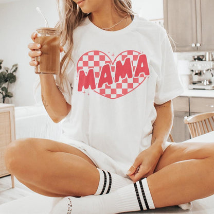 Mama Checkered Heart PNG, Valentines Day PNG - 300 DPI Design for T-Shirt