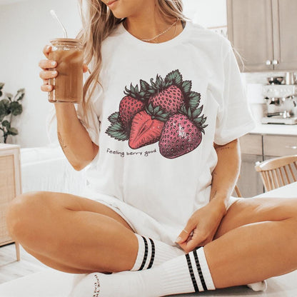 Feeling Berry Good PNG, Strawberry png - 300 DPI Design for T-Shirt