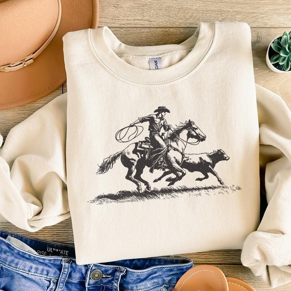 Retro Cowboy Lasso PNG, Western Rodeo png - 300 DPI Design for T-Shirt