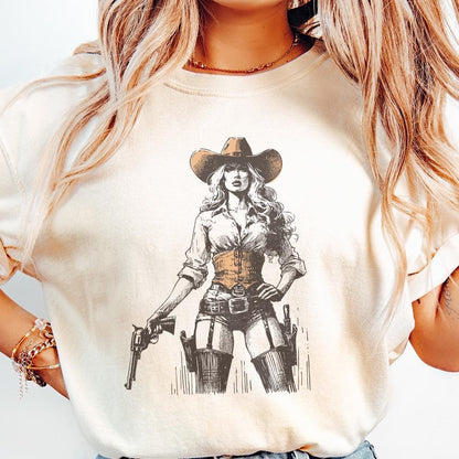 Retro Hot Cowgirl PNG, Western Wild West Digital Download - 300 DPI