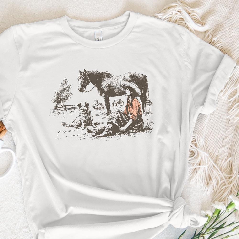 Retro Cowgirl PNG, Western Wild West Digital Download - 300 DPI Design