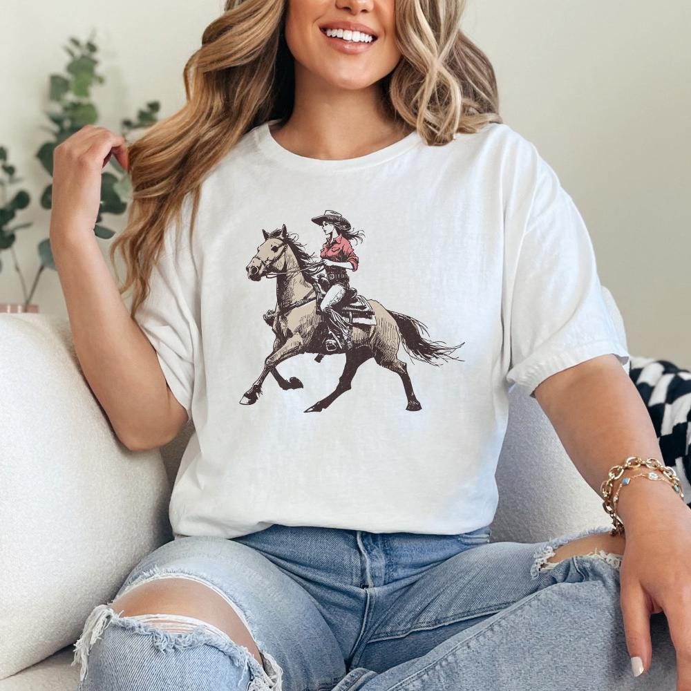Cowgirl Western PNG, Vintage Illustration PNG - 300 DPI Design for T-Shirt