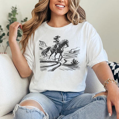 Cowgirl Country Western png, Vintage Illustration PNG - 300 DPI Design