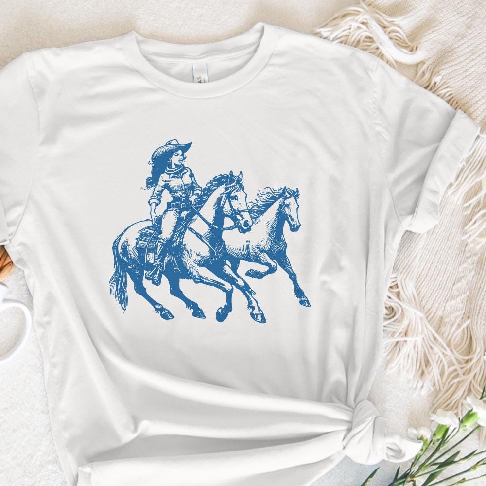 Cowgirl Wild Horses Western PNG, Retro Wild Horses Sublimation - 300 DPI