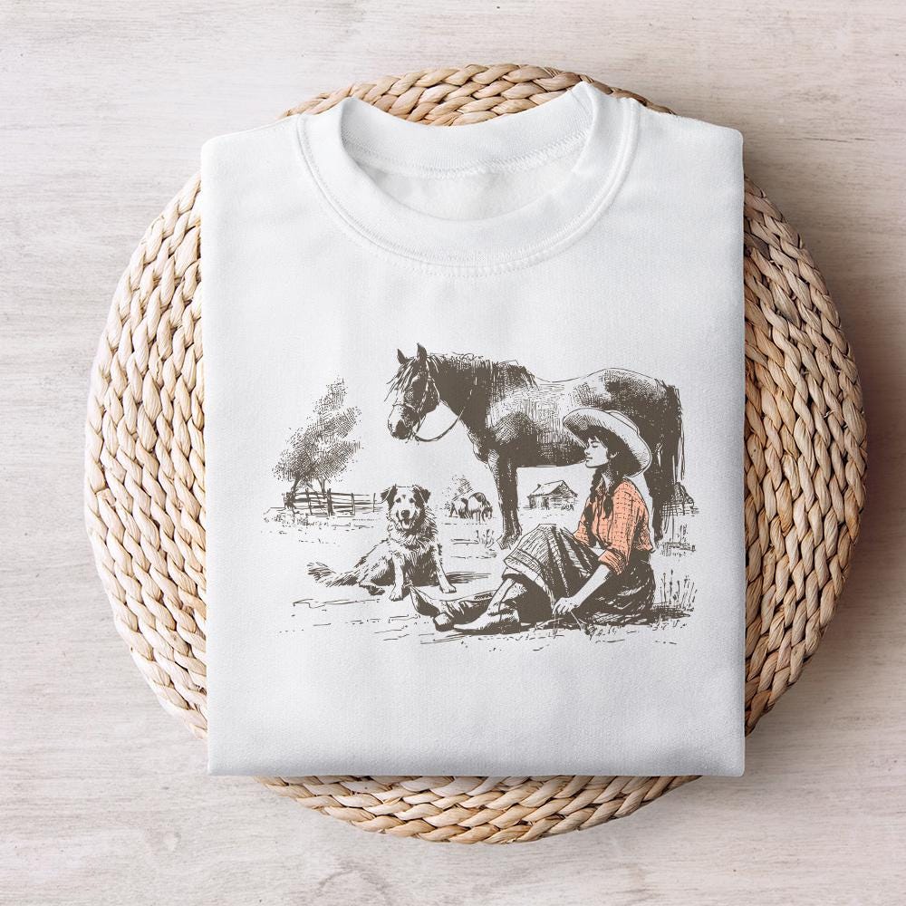 Retro Cowgirl PNG, Western Wild West Digital Download - 300 DPI Design