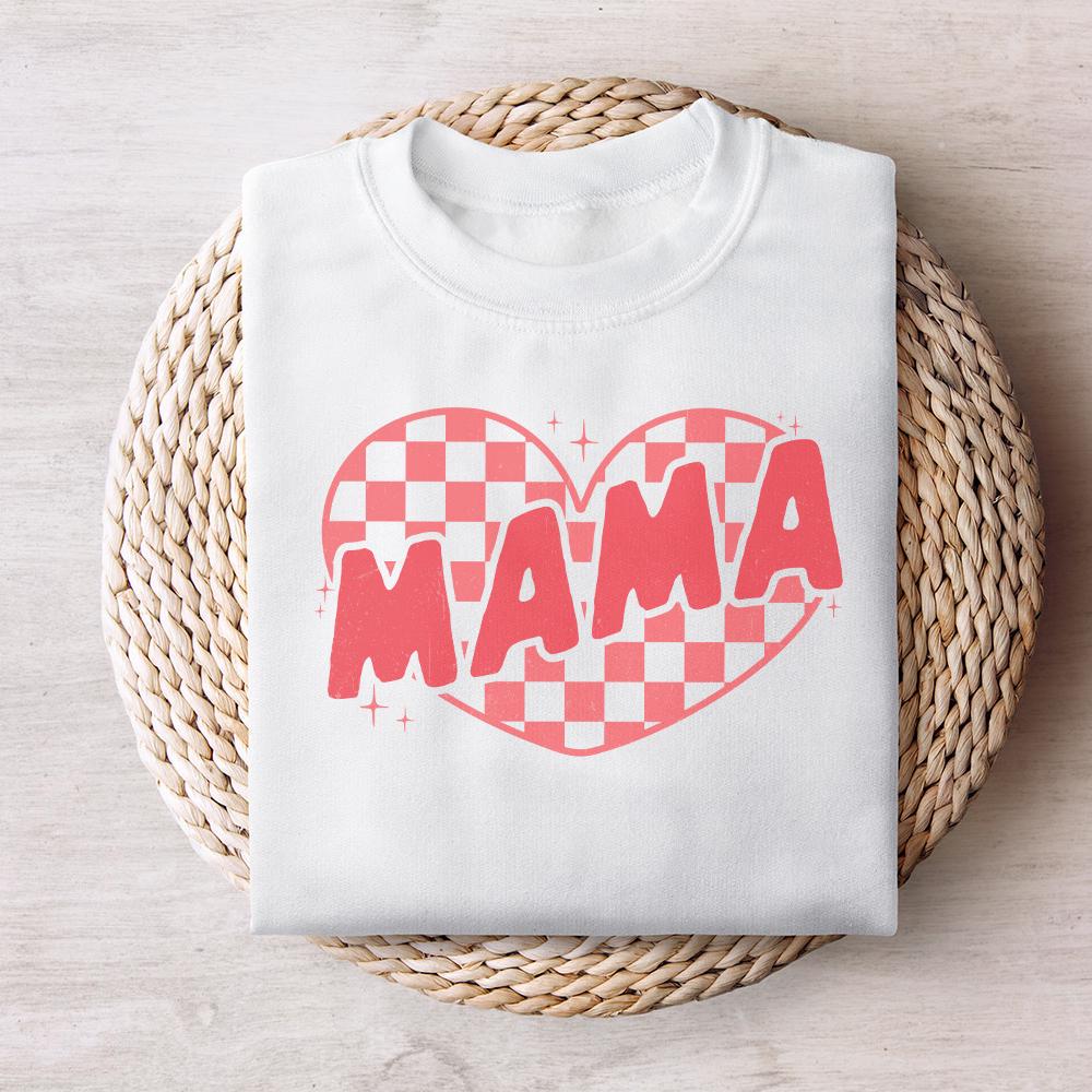 Mama Checkered Heart PNG, Valentines Day PNG - 300 DPI Design for T-Shirt