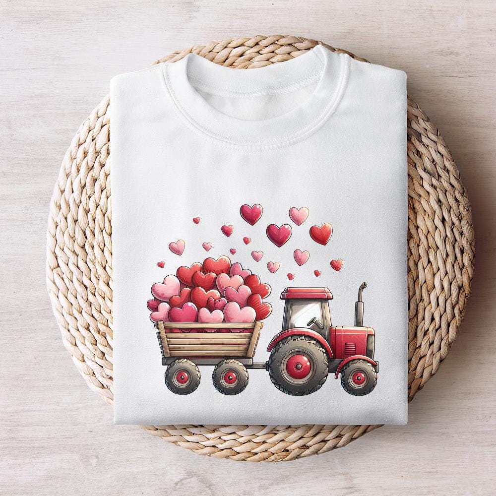 Valentines Day Tractor PNG, Kids Valentine Digital Download - 300 DPI