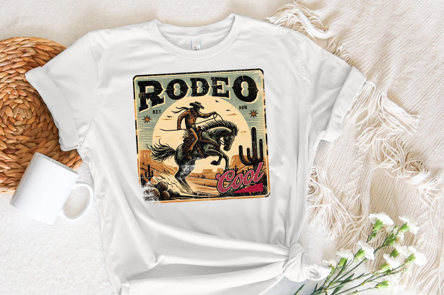 Rodeo 90s Retro Cowboy PNG: Vintage-Inspired Western Shirt Design,