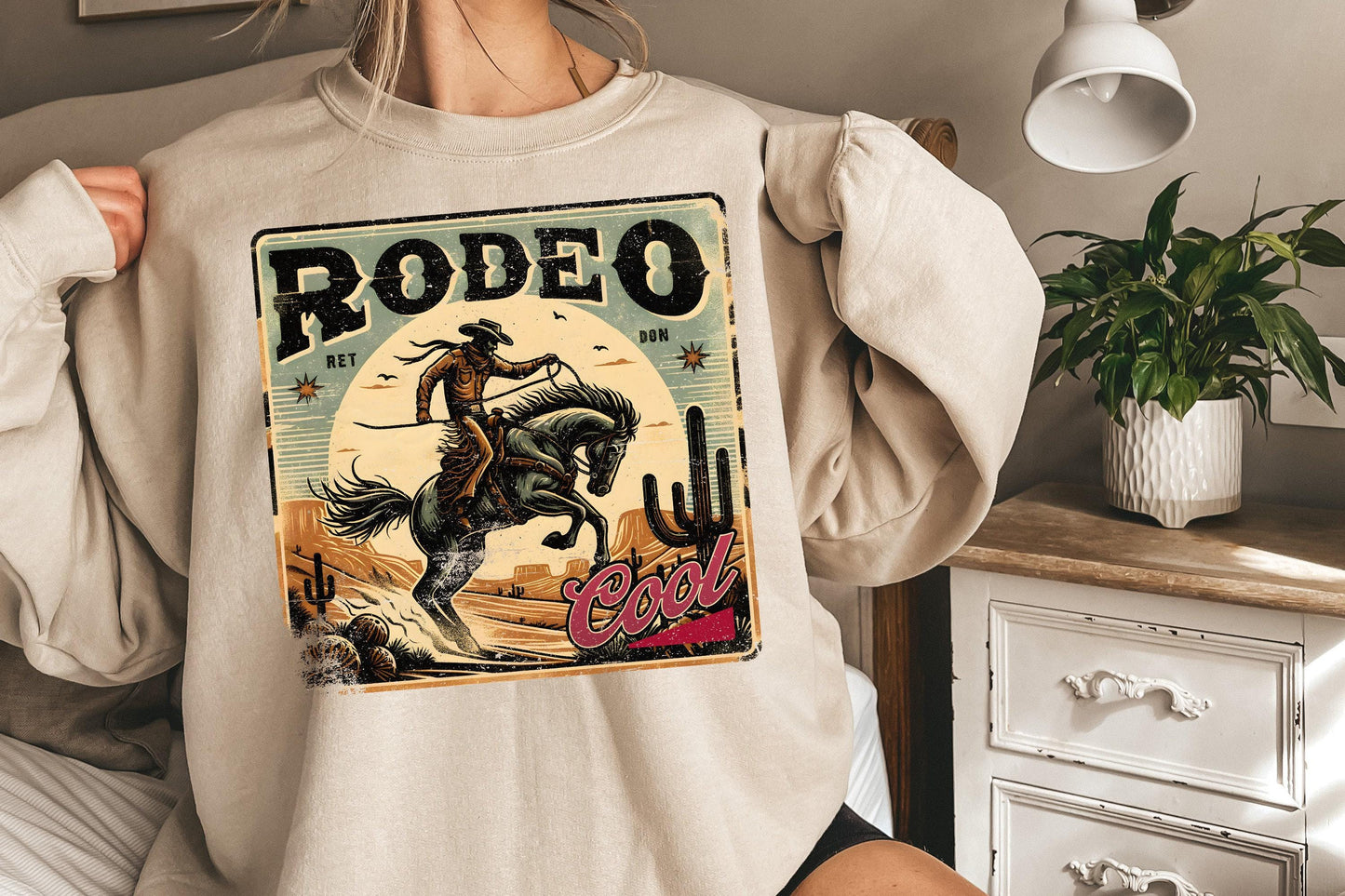 Rodeo 90s Retro Cowboy PNG: Vintage-Inspired Western Shirt Design,