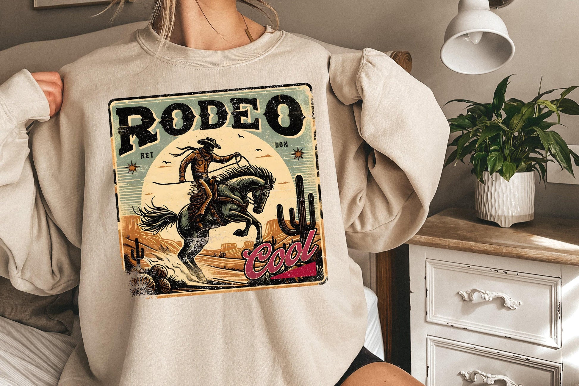 Rodeo 90s Retro Cowboy PNG: Vintage-Inspired Western Shirt Design,