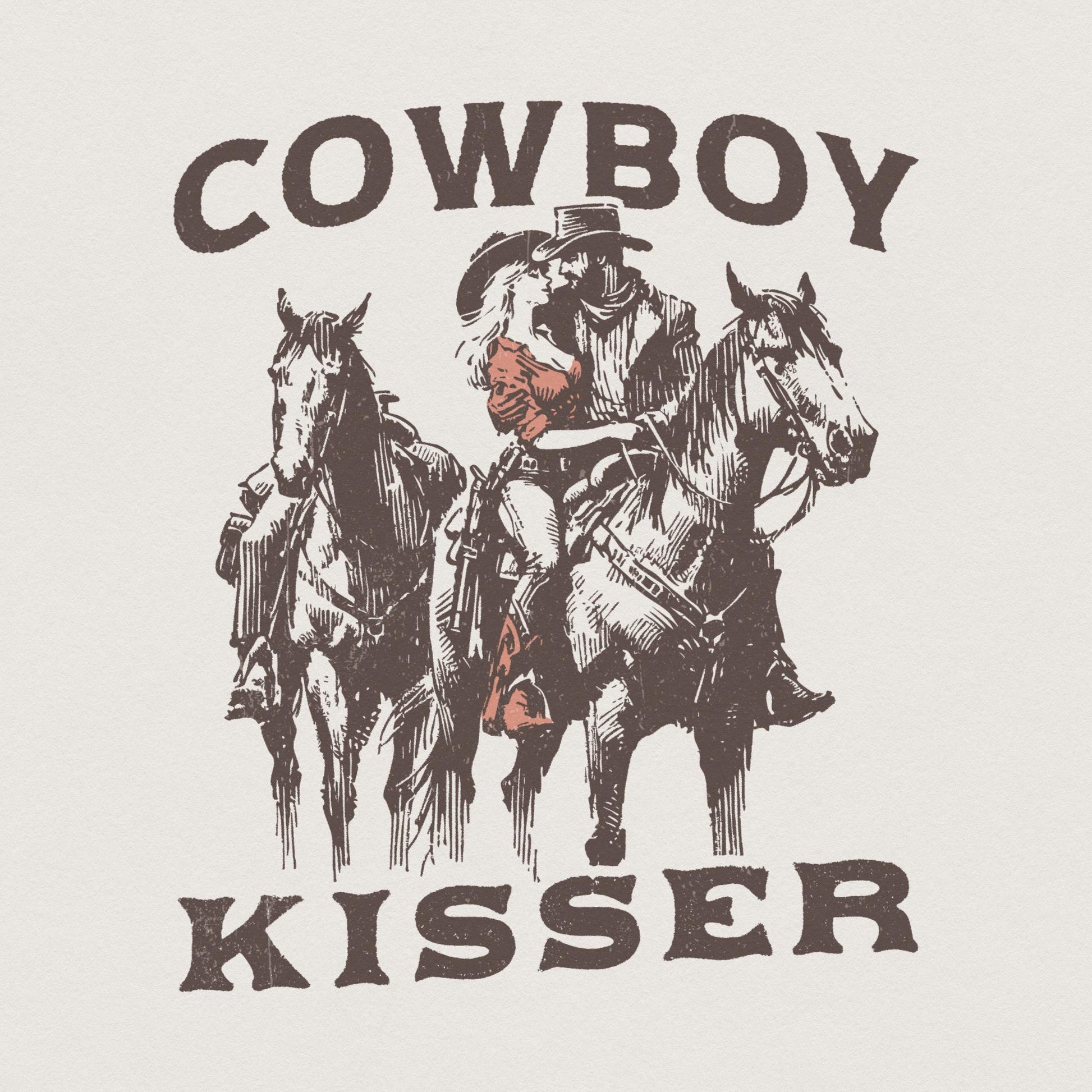 Western Valentine PNG, Cowboy Kisser PNG - 300 DPI Design for T-Shirt