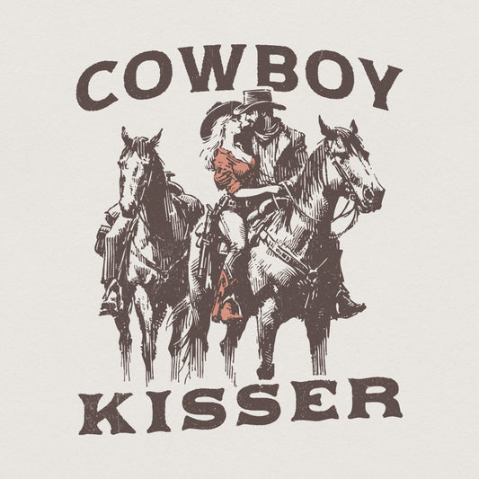Western Valentine PNG, Cowboy Kisser PNG - 300 DPI Design for T-Shirt
