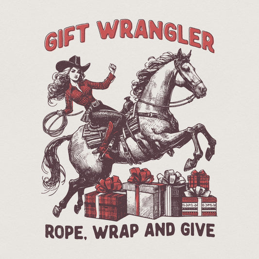 Retro Christmas Cowgirl PNG, Western Christmas Digital Download - 300 DPI