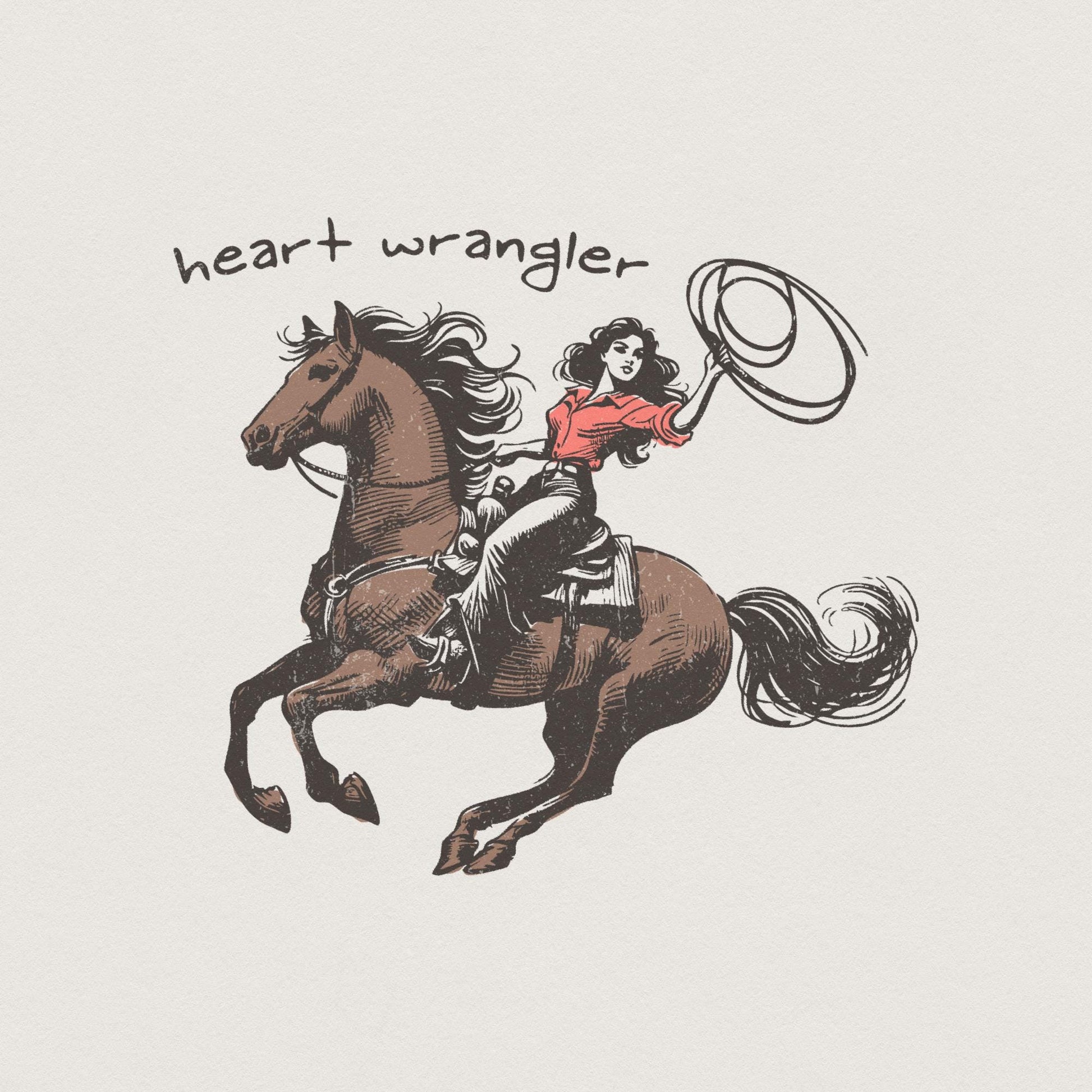 Heart Wrangler PNG, Western Valentine Sublimation - 300 DPI Design for