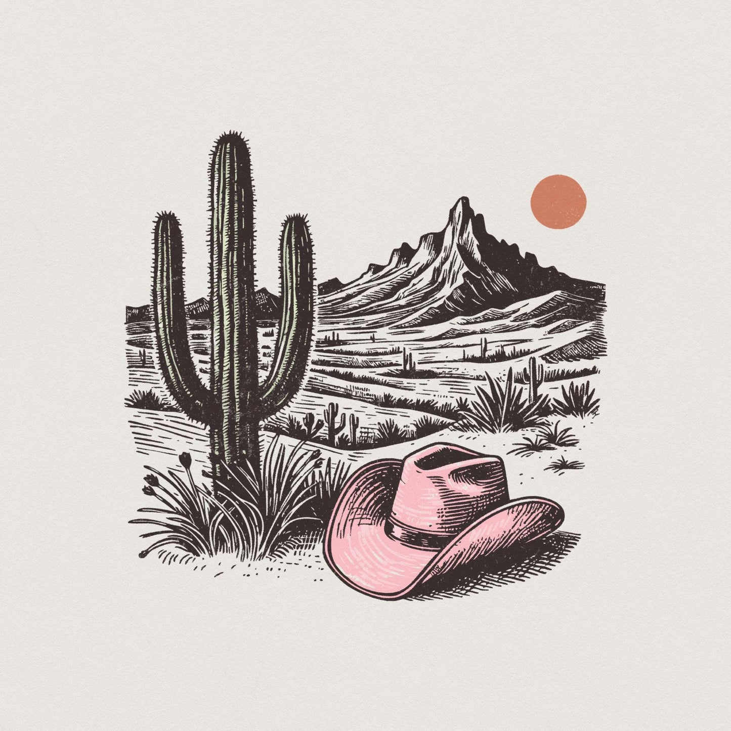 Pink Hat PNG, Western PNG Designs - 300 DPI Design for T-Shirt