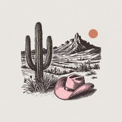 Pink Hat PNG, Western PNG Designs - 300 DPI Design for T-Shirt