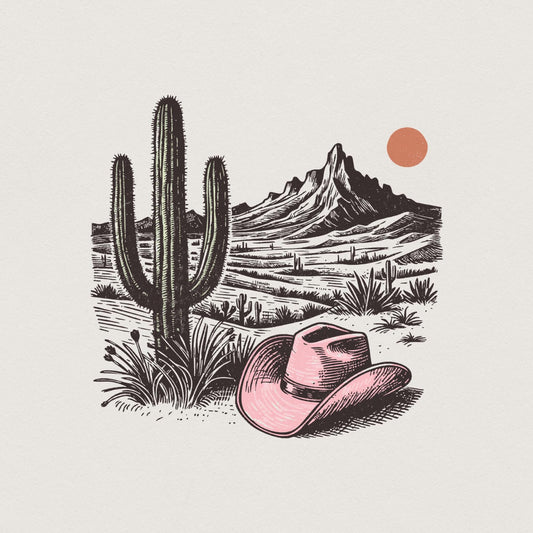 Pink Hat PNG, Western PNG Designs - 300 DPI Design for T-Shirt