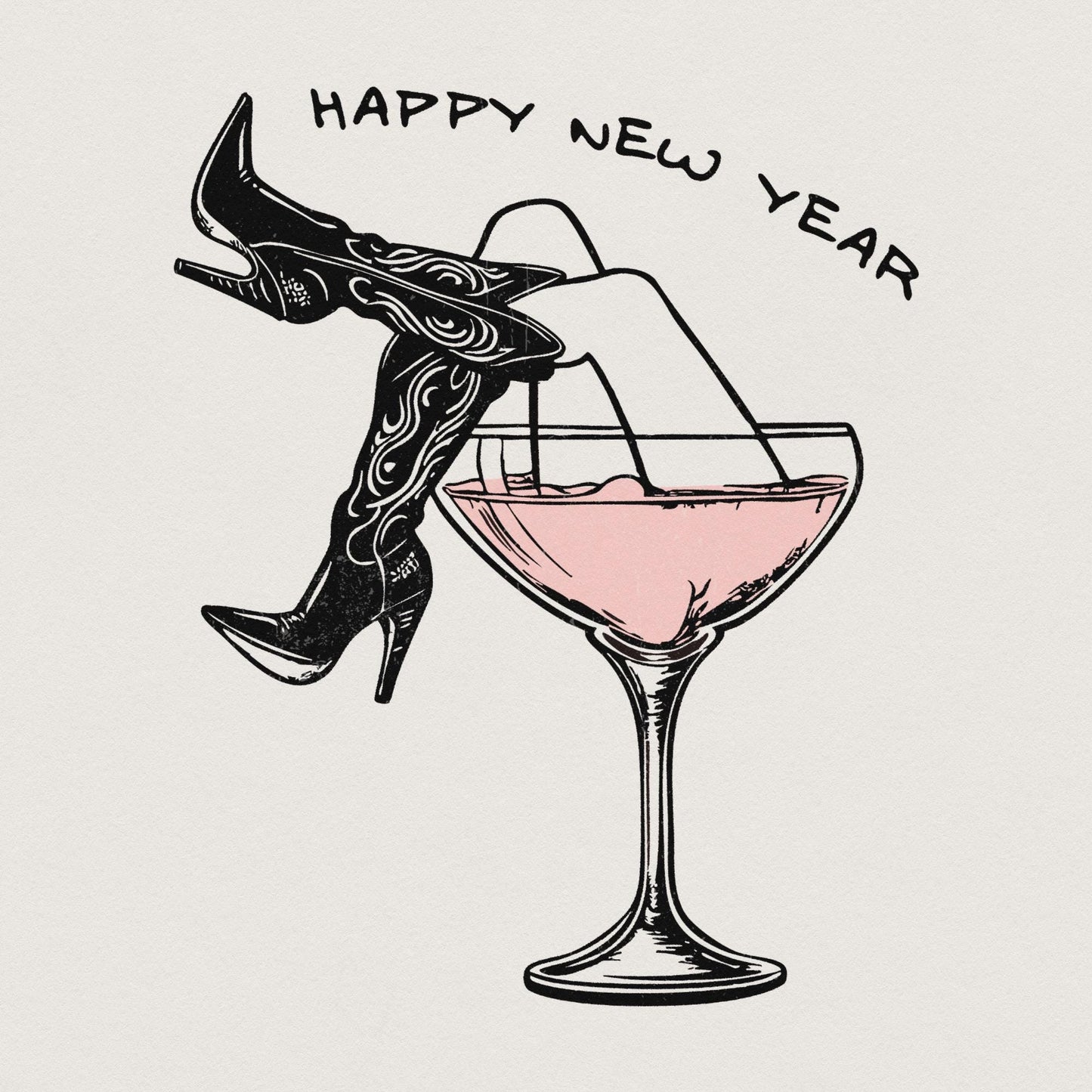 Happy New Year PNG, Cowgirl New Year Png - 300 DPI Design for T-Shirt