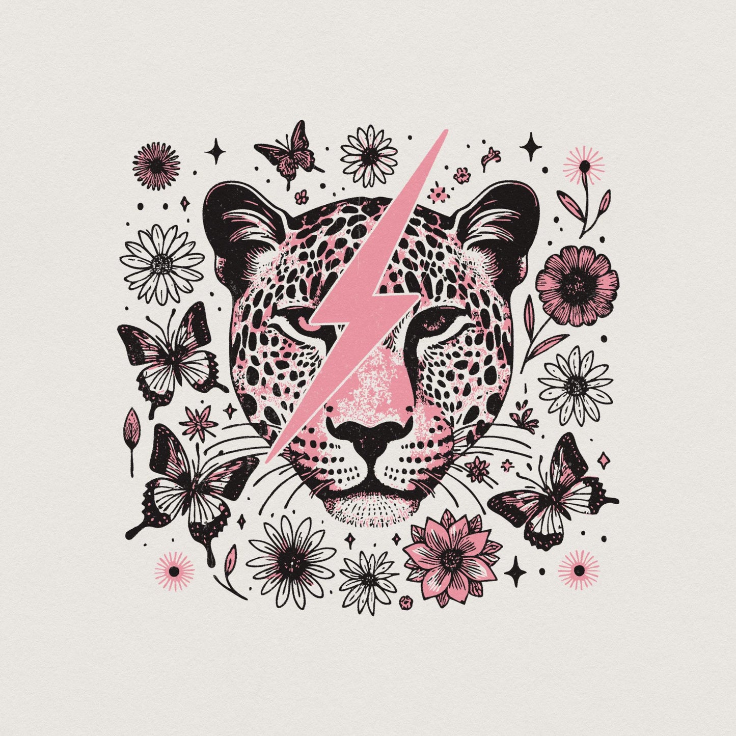 Snow Leopard PNG, Retro Sublimation - 300 DPI Design for T-Shirt