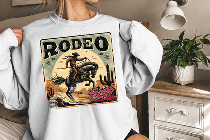 Rodeo 90s Retro Cowboy PNG: Vintage-Inspired Western Shirt Design,