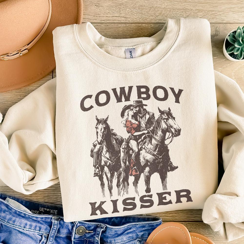 Western Valentine PNG, Cowboy Kisser PNG - 300 DPI Design for T-Shirt