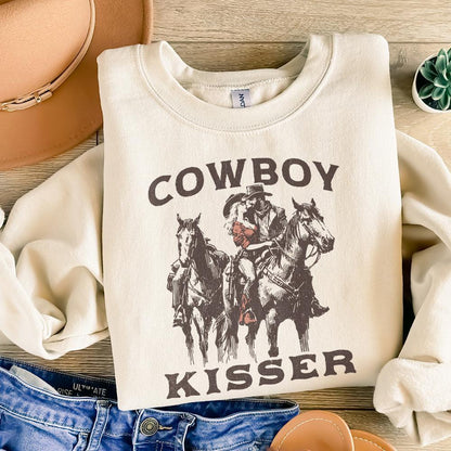 Western Valentine PNG, Cowboy Kisser PNG - 300 DPI Design for T-Shirt