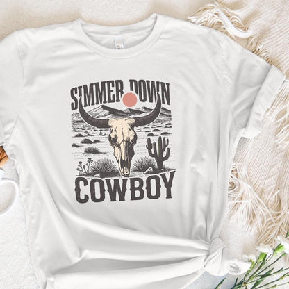 Simmer Down Cowboy PNG, Retro Western png - 300 DPI Design for T-Shirt