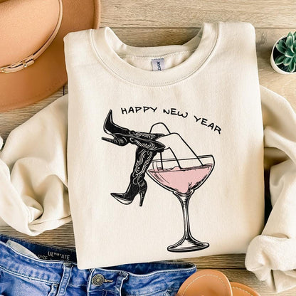 Happy New Year PNG, Cowgirl New Year Png - 300 DPI Design for T-Shirt