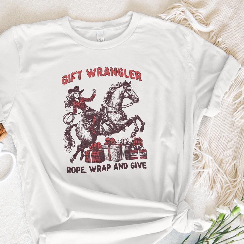 Retro Christmas Cowgirl PNG, Western Christmas Digital Download - 300 DPI