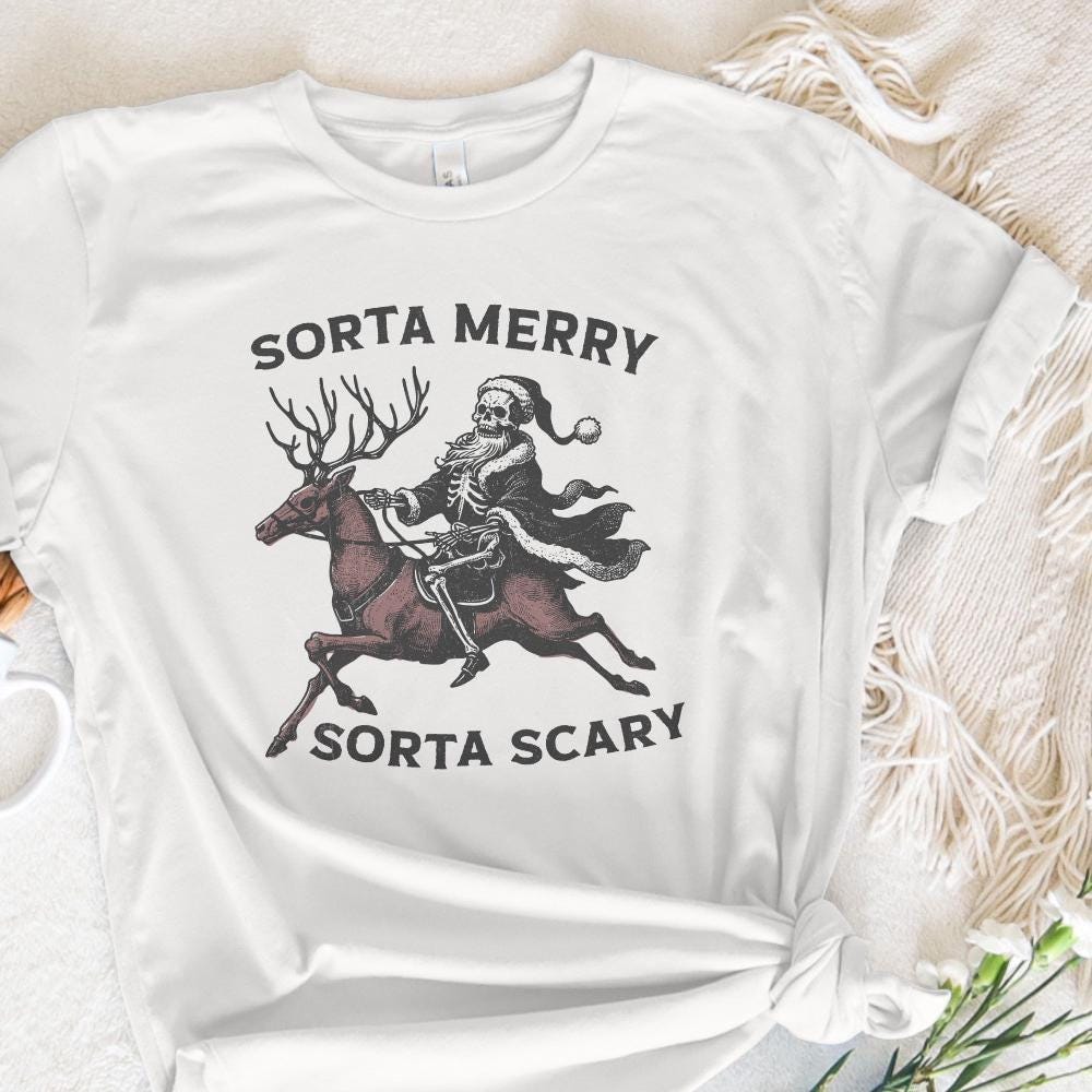 Sorta Merry Sorta Scary PNG, Skeleton Christmas PNG - 300 DPI Design for