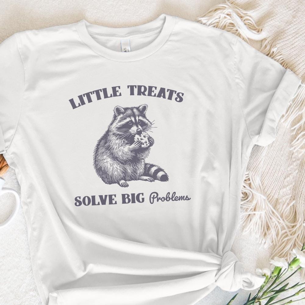 Little Treats Solve Big Problems PNG, Funny Raccoon PNG - 300 DPI Design