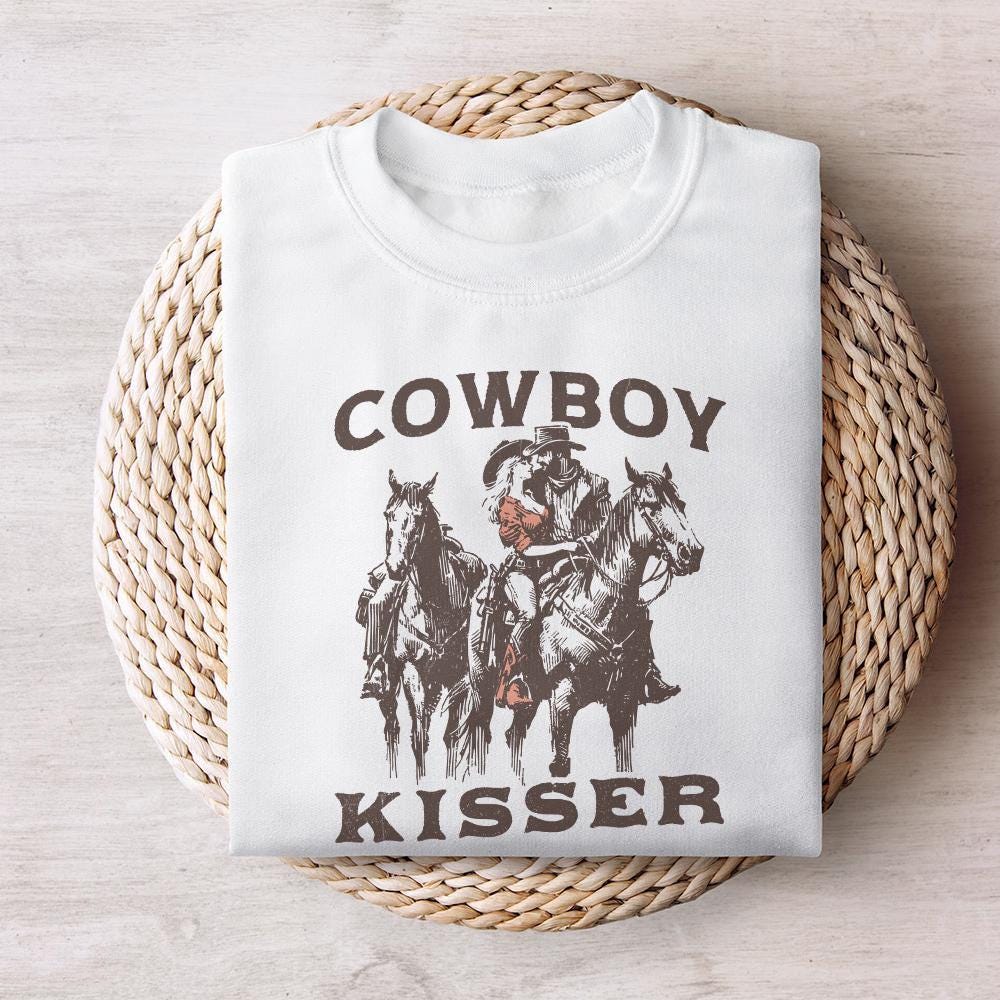 Western Valentine PNG, Cowboy Kisser PNG - 300 DPI Design for T-Shirt
