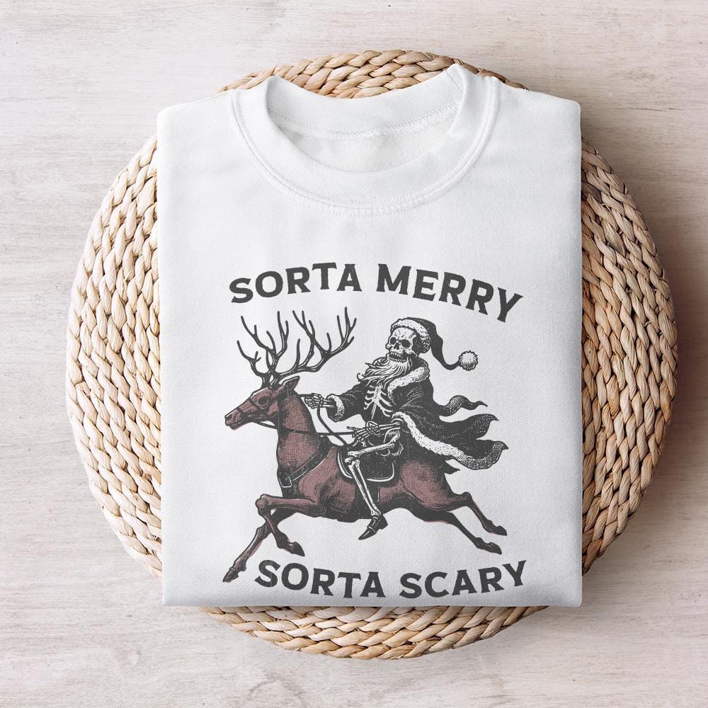 Sorta Merry Sorta Scary PNG, Skeleton Christmas PNG - 300 DPI Design for
