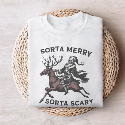 Sorta Merry Sorta Scary PNG, Skeleton Christmas PNG - 300 DPI Design for