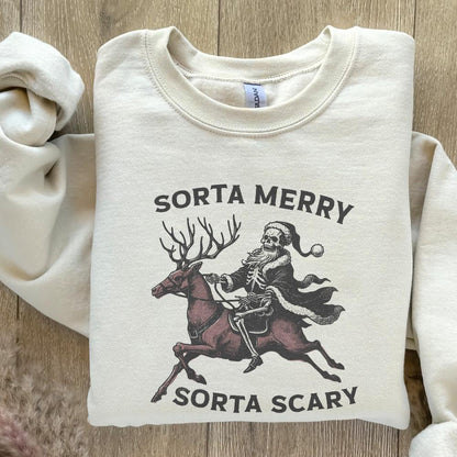 Sorta Merry Sorta Scary PNG, Skeleton Christmas PNG - 300 DPI Design for